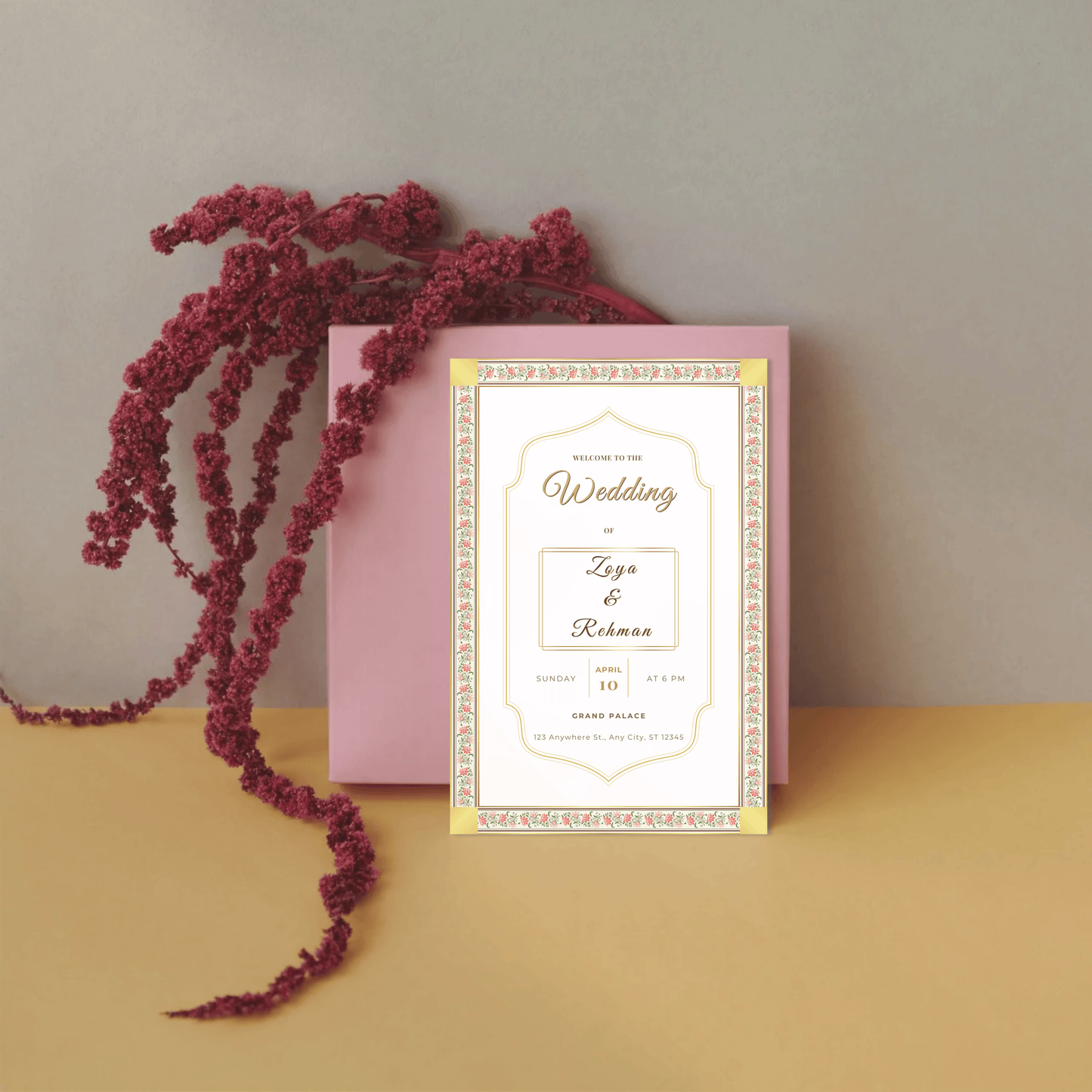 Ethereal Gold Blossom Invitation